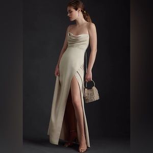 BHLDN Rémy Cowl-Neck Satin Gown - Size 6 (NWT)